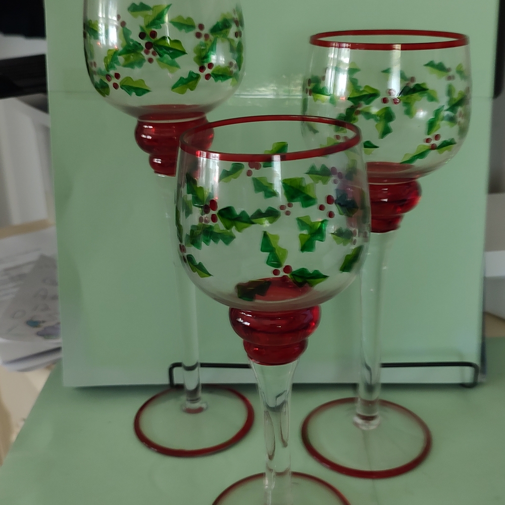 Holly Glass Votives Holders (3)